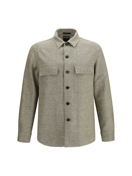 ZEGNA Crossover Overshirt in linen, wool, and silk