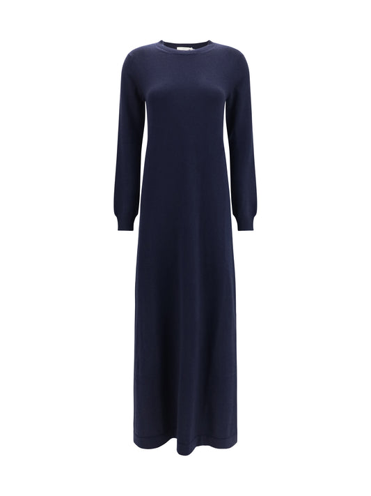 Malo Long cashmere crewneck Dress - Blu.