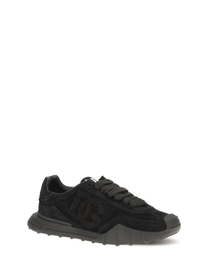 Dolce & Gabbana DG Athletic Sneakers in suede leather - Black/Black