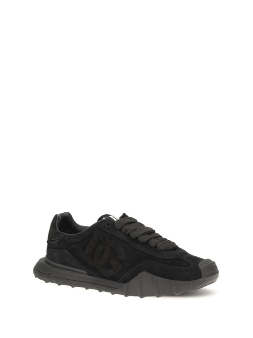 Dolce & Gabbana DG Athletic Sneakers in suede leather - Black/Black