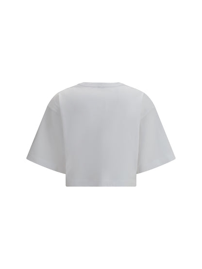 PINKO T-Shirt cropped in stretch cotton jersey with Love Birds embroidery