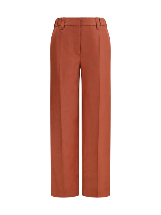 BRUNELLO CUCINELLI Wide-Leg Pants in linen with elastic waistband and belt loops