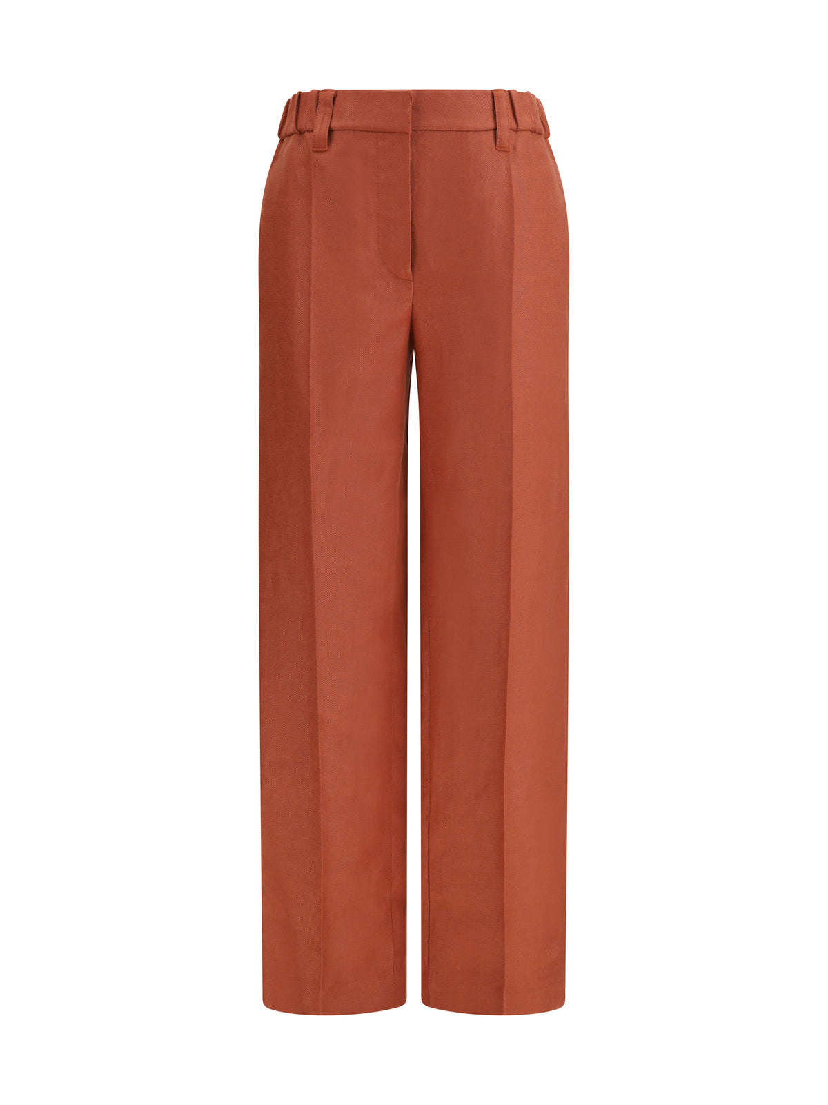 Brunello Cucinelli Wide-Leg Pants in linen with elastic waistband and belt loops - Orange Flame