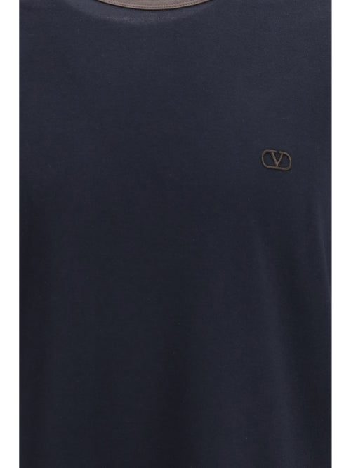 Valentino Embroidered logo cotton-jersey T-shirt - Dark Navy/Ebony
