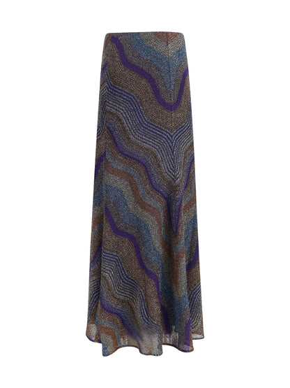 Missoni Sequined chevron lamé viscose long Skirt - Multiblu/Violet/Orange