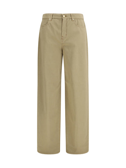 Max Mara Studio Baggy Pants in pure cotton satin - Coloniale