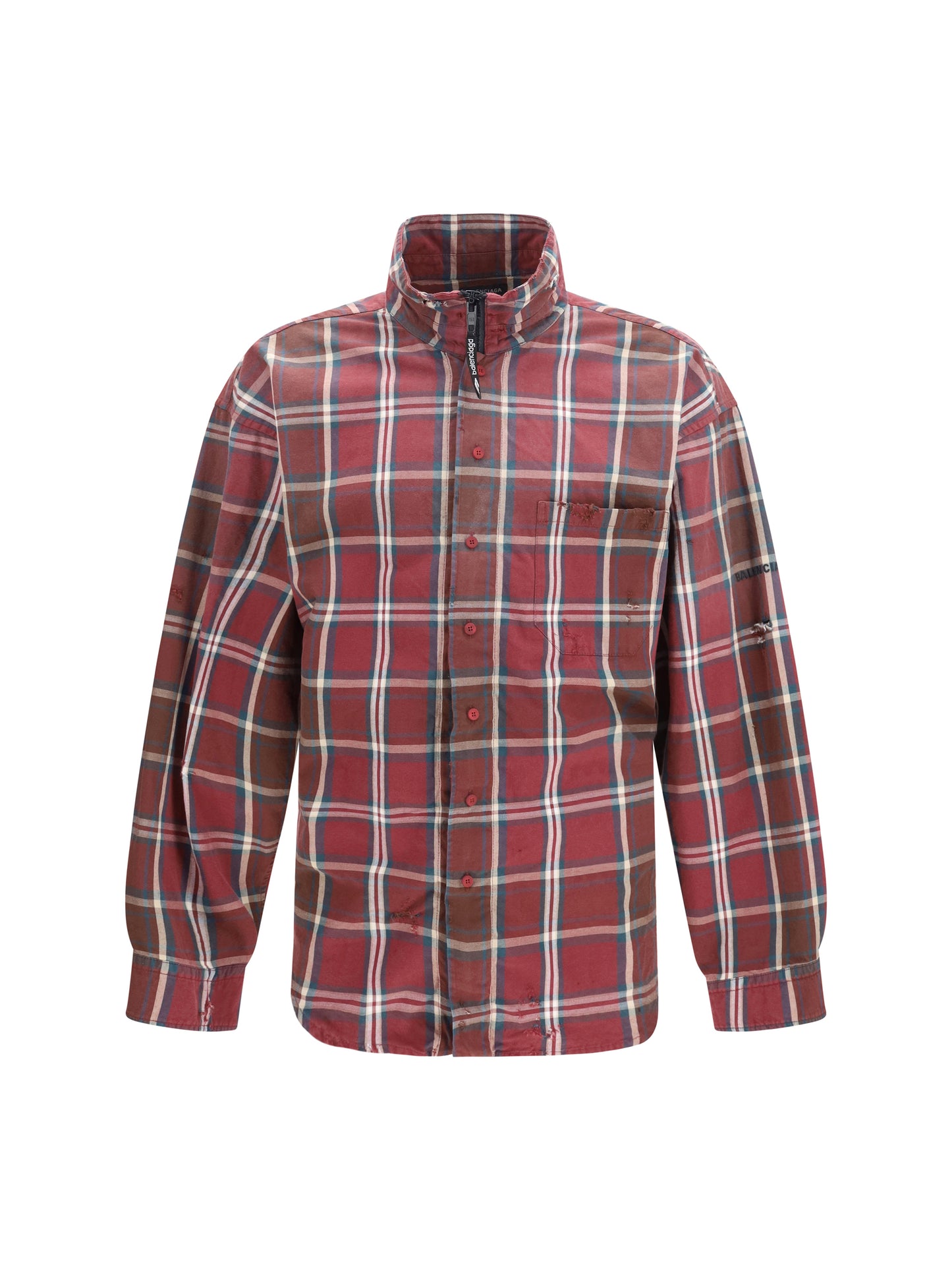 BALENCIAGA Zip Shirt in cotton-blend flannel