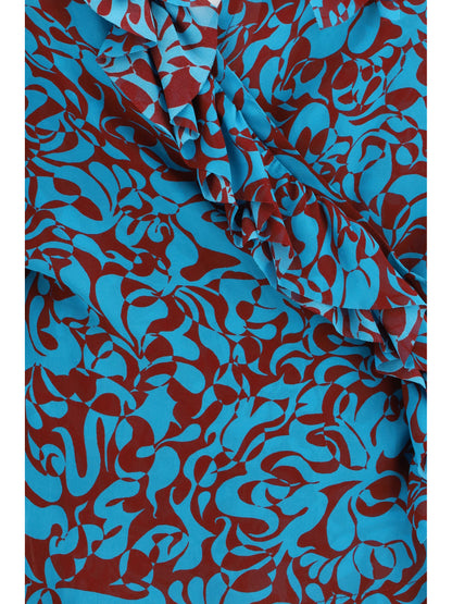 Dries Van Noten Printed cotton Blouse - Turquoise