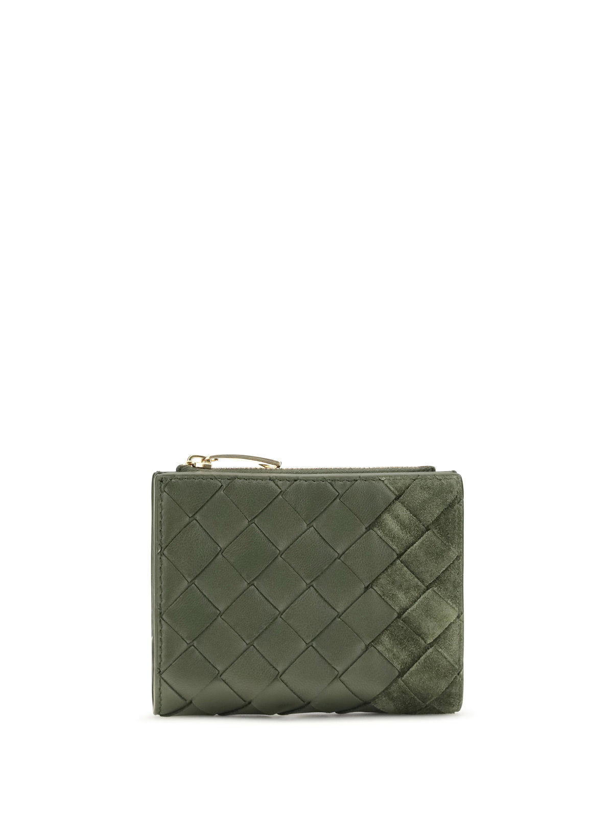 Bottega Veneta Bifold Intrecciato Wallet - Green Tweed-Gold