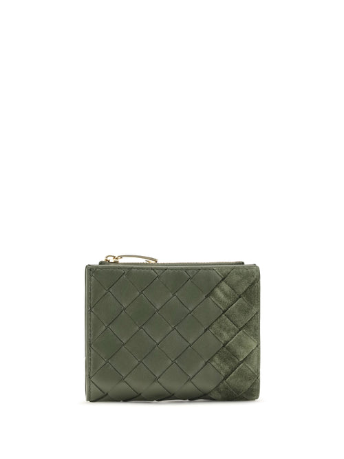 Bottega Veneta Bifold Intrecciato Wallet - Green Tweed-Gold