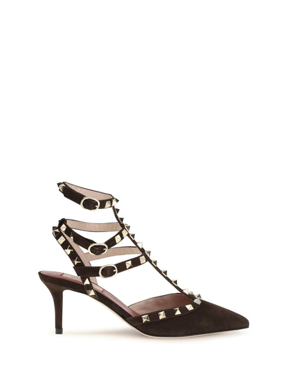 Valentino Garavani Rockstud suede Pumps - Ebony Brown