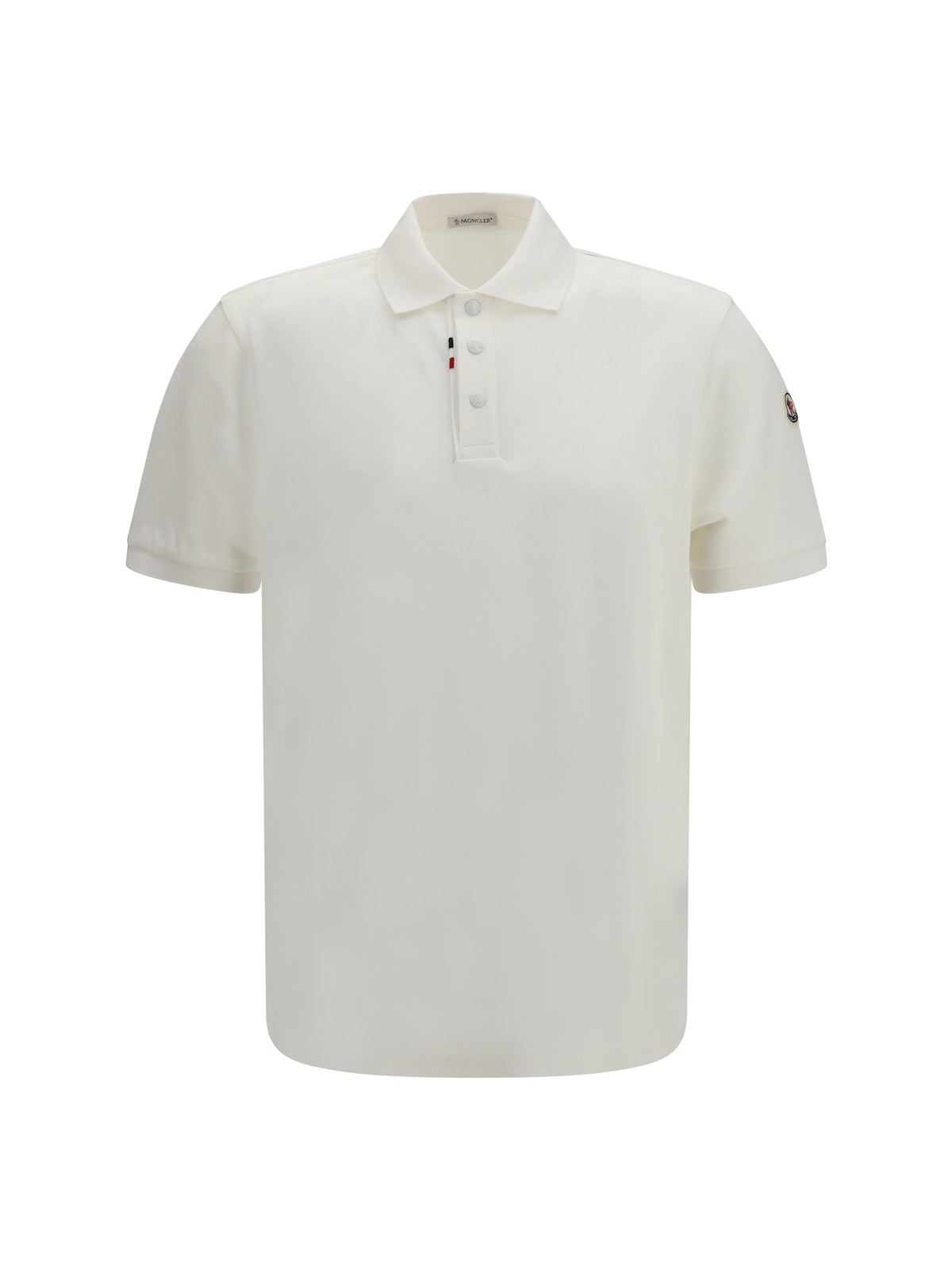 Moncler Cotton piqué Polo Shirt with logo - Natural
