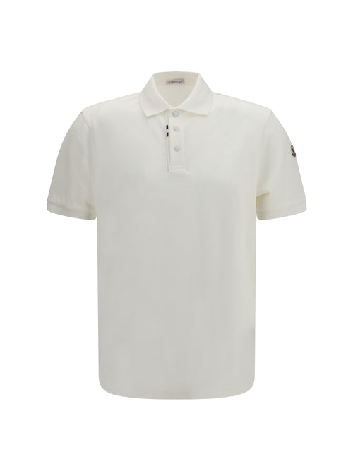 Moncler Cotton piqué Polo Shirt with logo - Natural