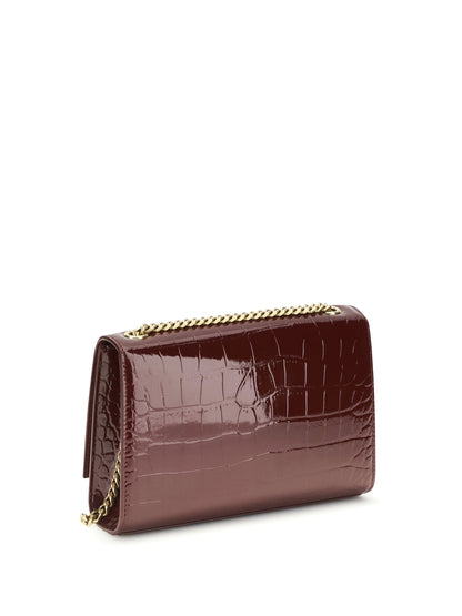 SAINT LAURENT Small Kate Shoulder Bag crocodile-embossed patent leather