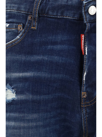 Dsquared2 Distressed Denim Shorts - Navy Blue