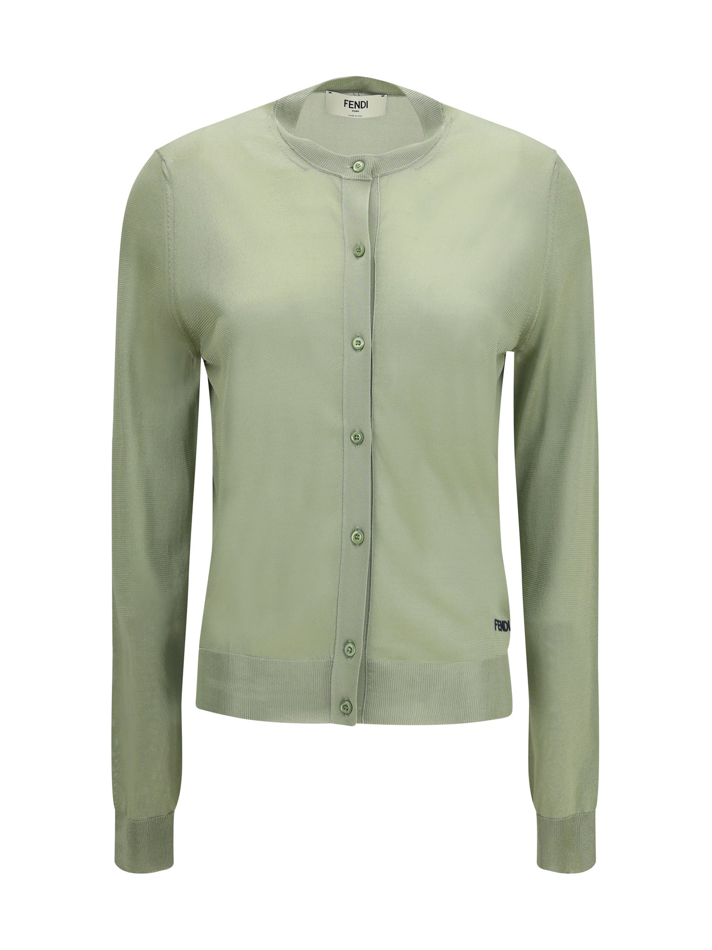 FENDI Cardigan crewneck in viscose with embroidered logo