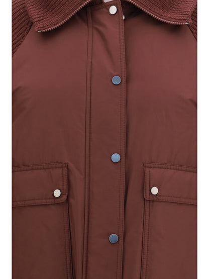 Brunello Cucinelli Down Jacket with wool sleeves - Prugna