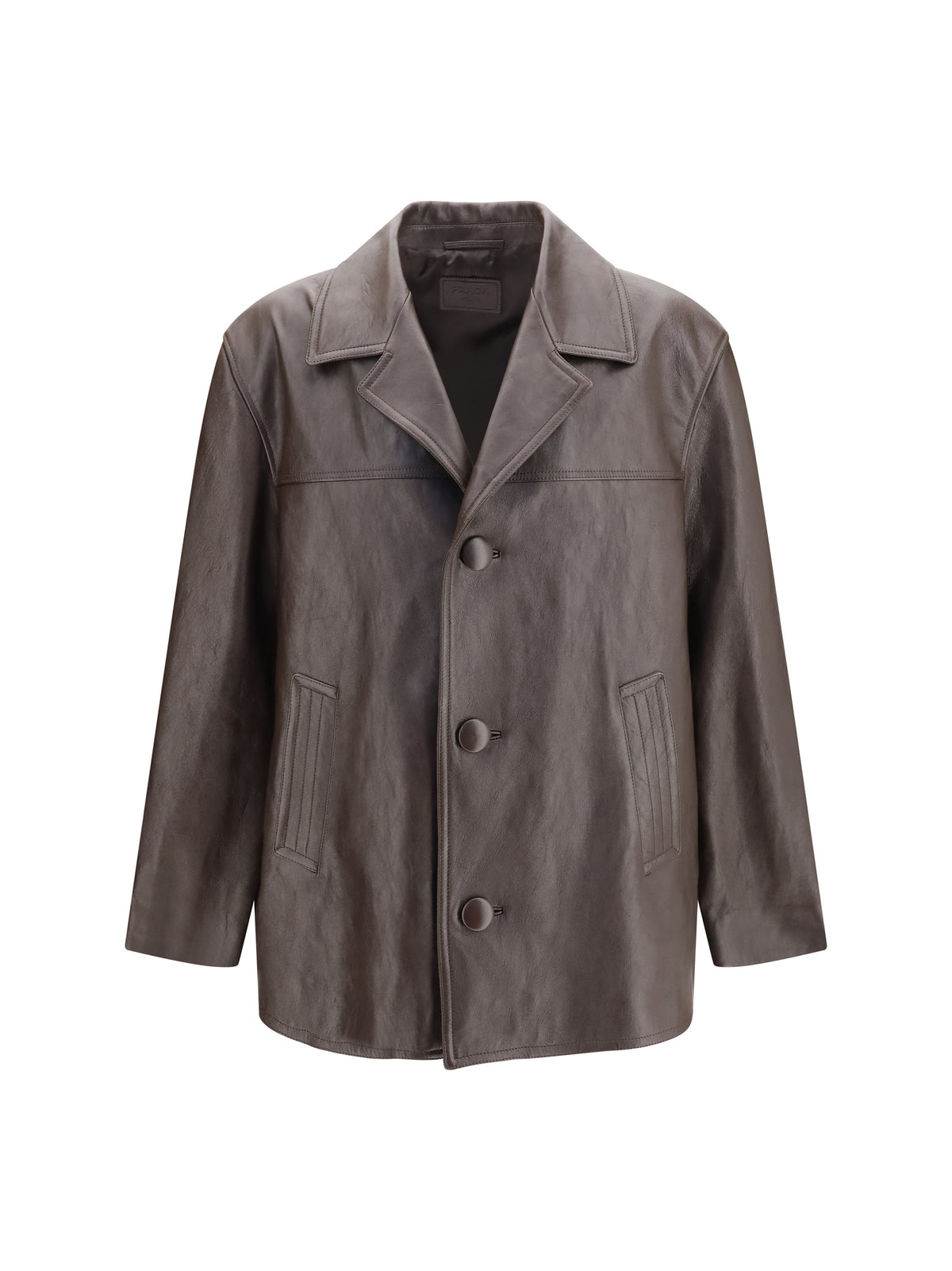 Prada Leather Caban Jacket - Caffe'