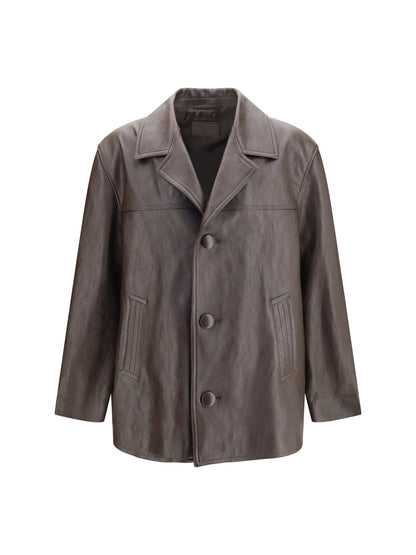 Prada Leather Caban Jacket - Caffe'