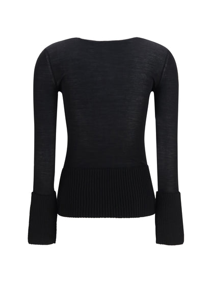 AlaïA Merino wool crewneck Top - Noir Alaia