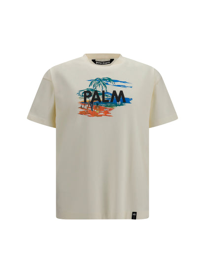 Palm Angels Palm Island T-shirt - Off White - Multicolor