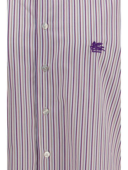 Etro Roma striped cotton Shirt with Pegaso logo - Var. Multicolor  F.Do Pink