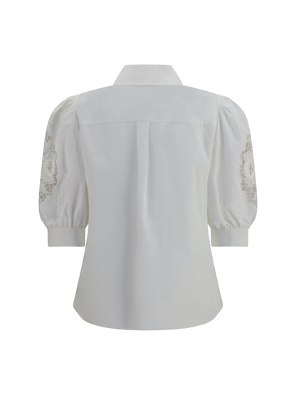 Valentino Shirt with Sangallo lace sleeves - White Ottico