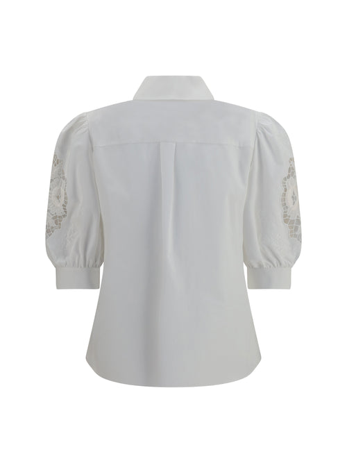 Valentino Shirt with Sangallo lace sleeves - White Ottico