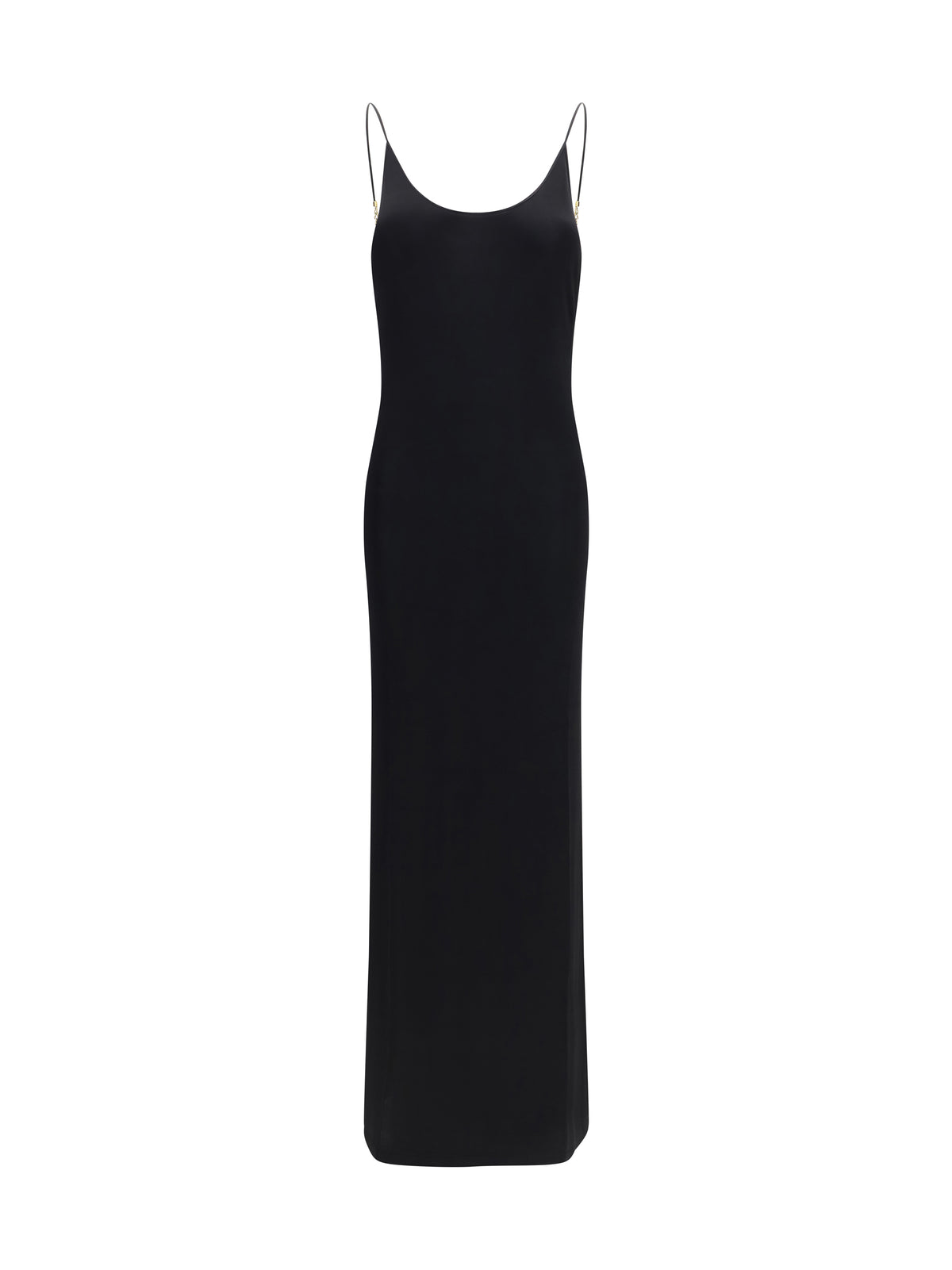 Saint Laurent Backless knit Dress with Cassandre chain - Black