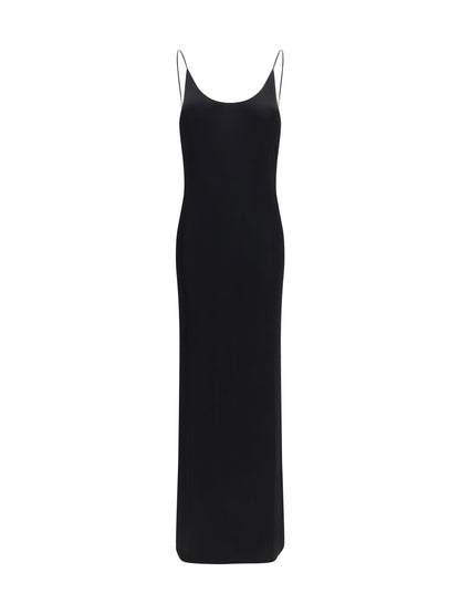 Saint Laurent Backless knit Dress with Cassandre chain - Black