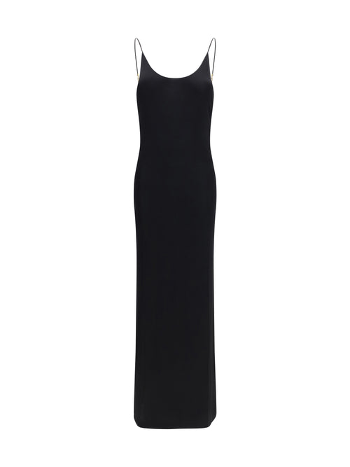 Saint Laurent Backless knit Dress with Cassandre chain - Black