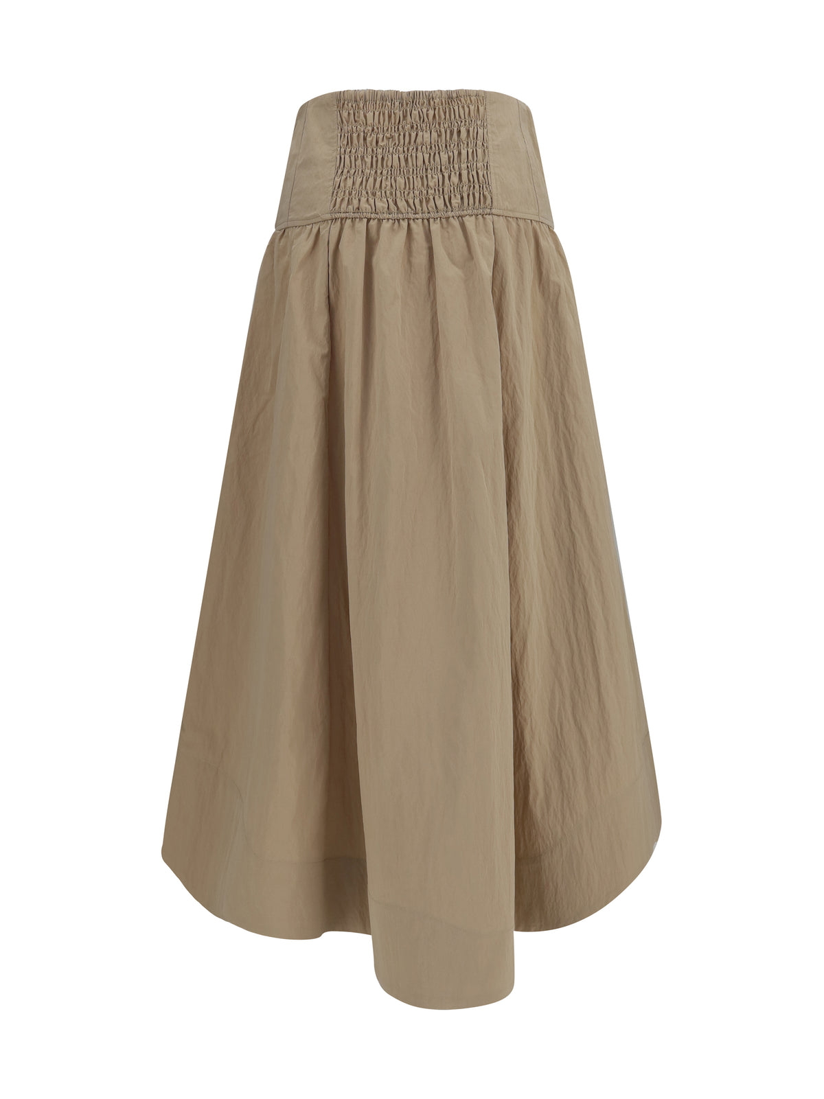 Ganni Corset-detail and ruched midi Skirt - Warm Sand