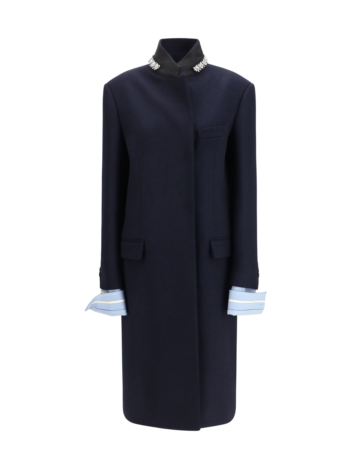 Prada Double Wool Coat - Bleu