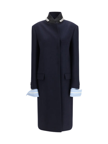 Prada Double Wool Coat - Bleu