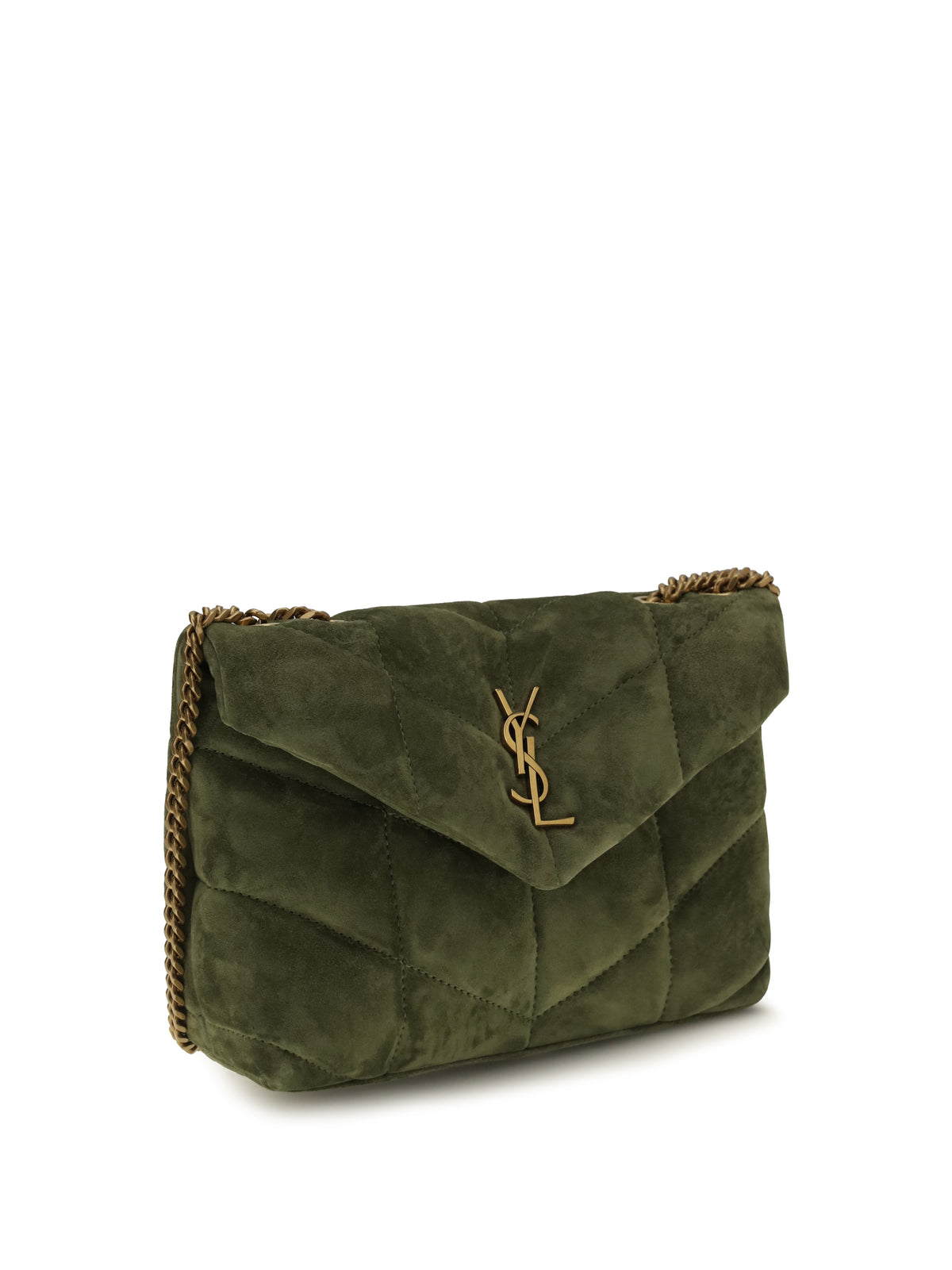 Saint Laurent LouLou Puffer Toy suede Shoulder Bag - New Juniper