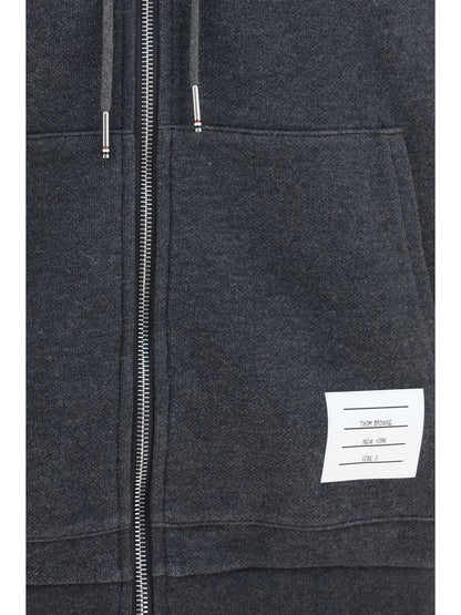 Thom Browne Classic Loopback 4-Bar zip-up Hoodie - Charcoal