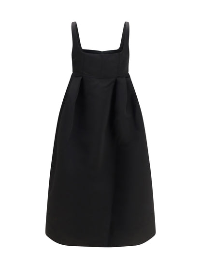 Ganni Duchesse satin midi Dress with corset - Black