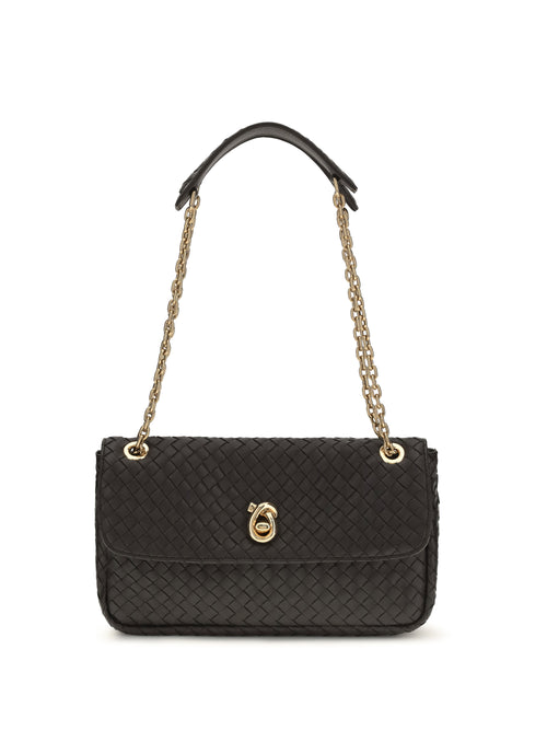 Bottega Veneta Intrecciato Shoulder Bag - Espresso-M Brass