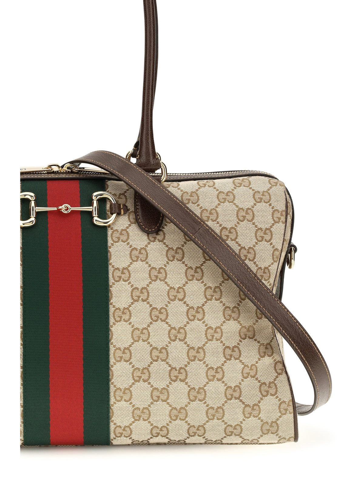 Gucci Large Horsebit Web top Handle Bag - Vint.Sand/Dk.Bro/Vrv