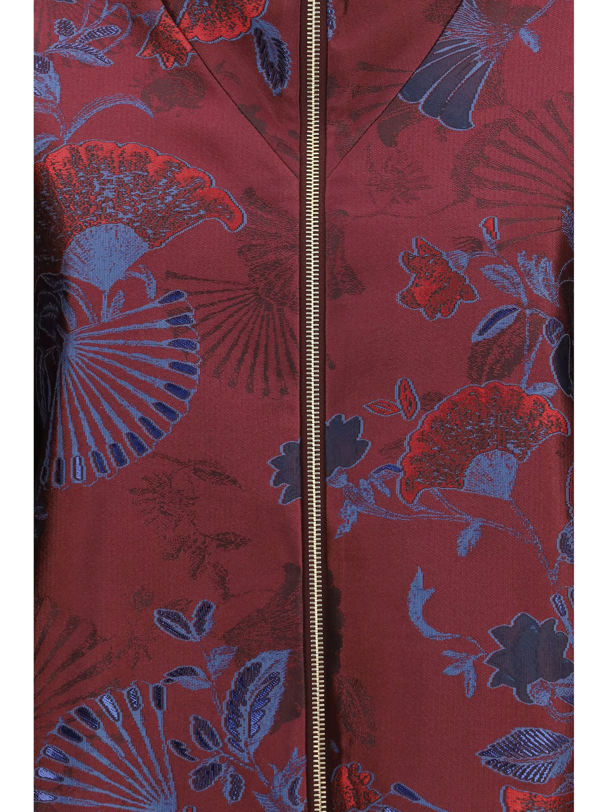 Giorgio Armani Full-zip Jacket in silk-blend jacquard with ginkgo motif - Sassafras