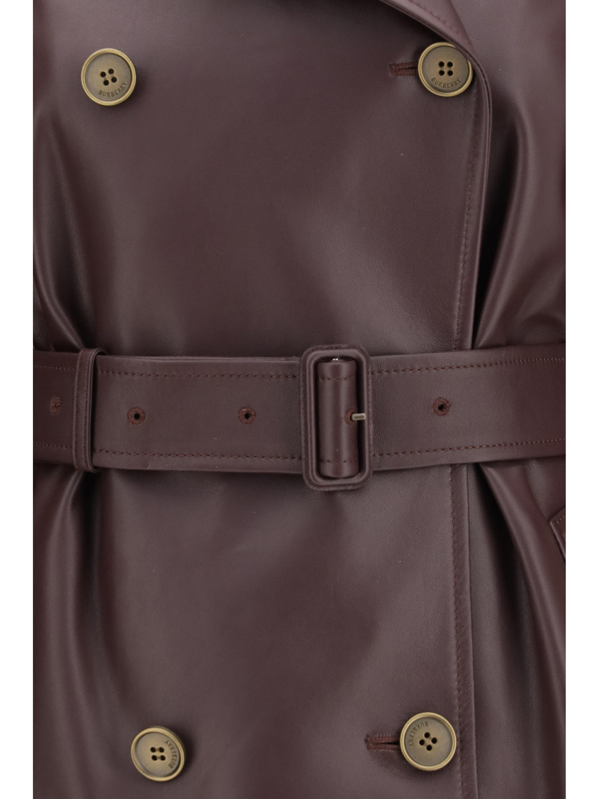 Burberry Short leather Trench Coat - Burgundy