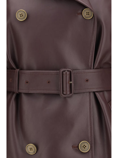 Burberry Short leather Trench Coat - Burgundy