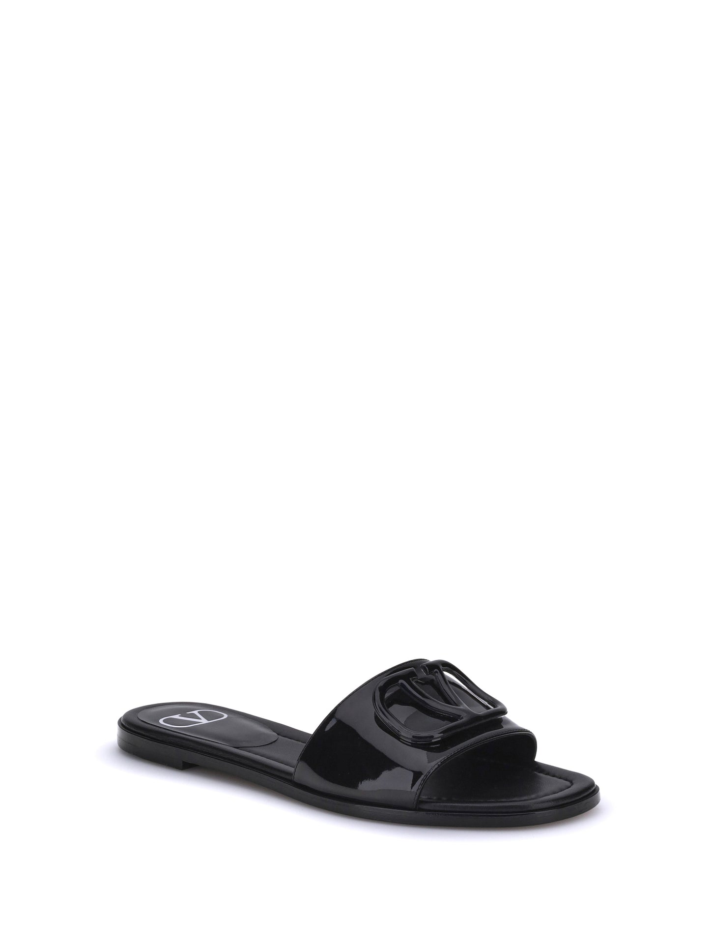 VALENTINO GARAVANI Patent leathe VLogo slide Sandals