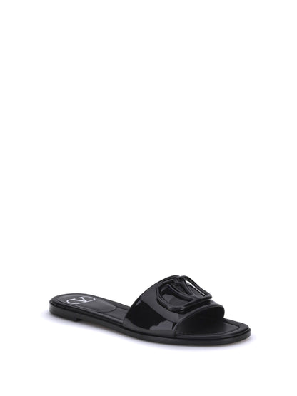 VALENTINO GARAVANI Patent leathe VLogo slide Sandals