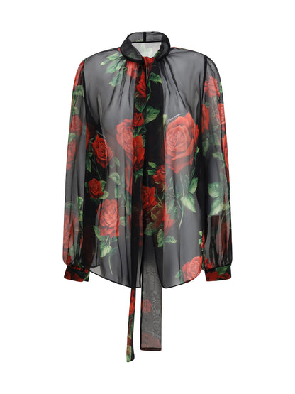 Dolce & Gabbana Rose print chiffon Blouse - Rose Rosse F.Nero