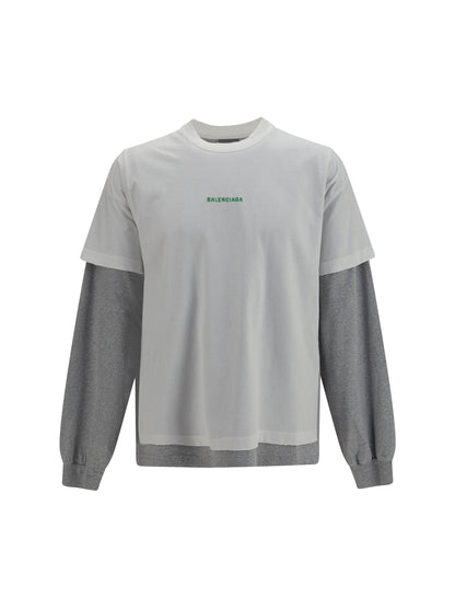 Balenciaga Double-sleeve cotton T-shirt - White/Apple Green