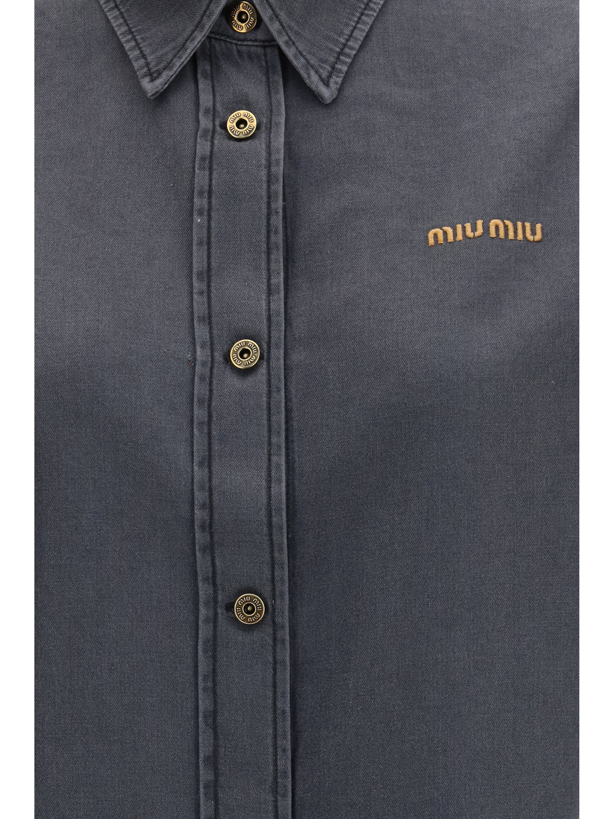 Miu Miu Denim-style cotton Shirt - Black