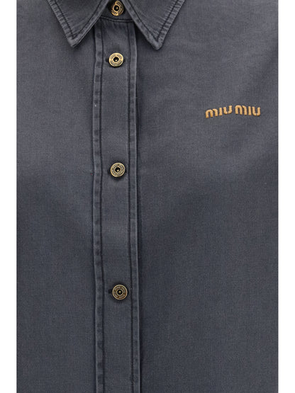 Miu Miu Denim-style cotton Shirt - Black