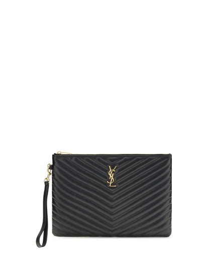 SAINT LAURENT Matelassé leather Pouch