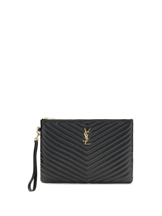 SAINT LAURENT Matelassé leather Pouch